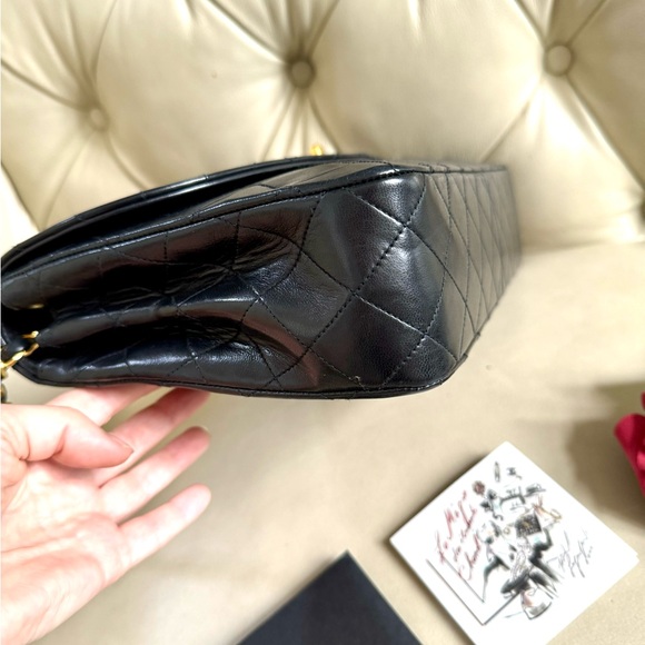 SOLD - 💎 AUTH Chanel Vintage Classic Single Flap Bag Quilted Lambskin Large - Picture 14 of 15